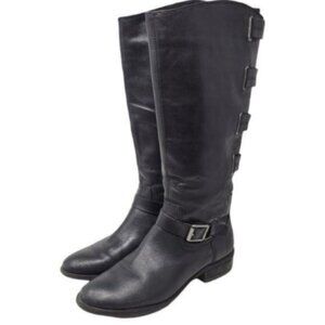 Arturo Chiang | Leather Elsie Tall Strappy Riding Boots Black